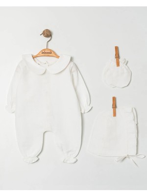 Bebezade Bebe Yaka 3 Parça Müslin Tulum Set