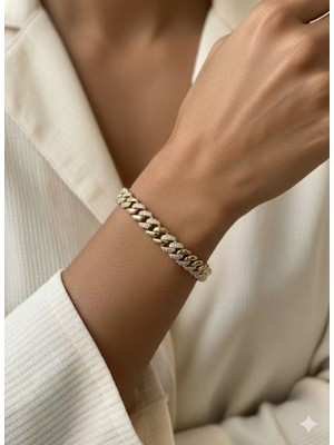 Fayra Accessories Xuping 14 K Gerçek Altın Kaplama Zirkon Taşlı Bileklik