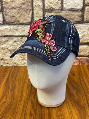 Hamze Jean Kot Denim Kumaş Taşlı Beyzbol Cap Şapka