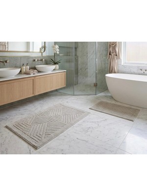 Royam Mevsim Home 2'li Set Banyo Halısı, Paspası %100 Pamuklu Kaymaz Taban