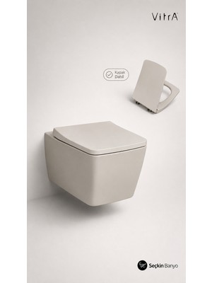 VitrA Metropol Rim-Ex Asma Klozet 56 cm Mat Bej Kapak Dahil (7672B020-0559)