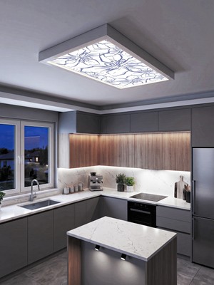Gökyüzü Panel Çiçek Desenli 60X120 106W, Sıva Üstü, Güçlü LED Aydınlatma, Tavan Armatürü, LED Panel, Ofis, Mutfak Aydınlatması