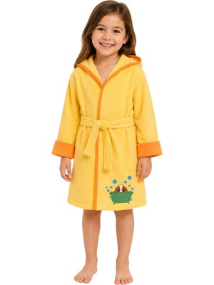 Organickid Towel Çocuk Turuncu Kuşaklı Bornoz