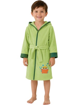 Organickid Towel Çocuk Yeşil Kuşaklı Bornoz