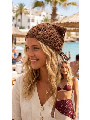 Talin Handmade El Yapımı Koton Pamuk Örgü Bandana – Çok Amaçlı Saç Bandanası, Bel Aksesuarı ve Yazlık Bohem Stil Aksesuar