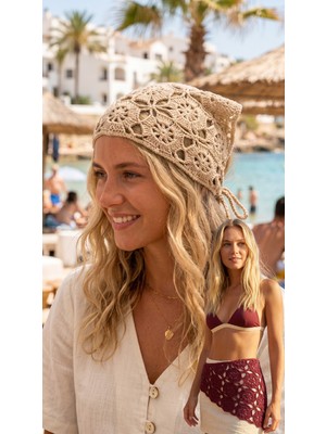 Talin Handmade El Yapımı Koton Pamuk Örgü Bandana – Çok Amaçlı Saç Bandanası, Bel Aksesuarı ve Yazlık Bohem Stil Aksesuar