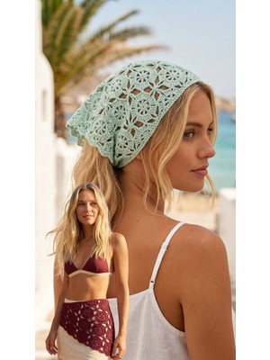 Talin Handmade El Yapımı Koton Pamuk Örgü Bandana – Çok Amaçlı Saç Bandanası, Bel Aksesuarı ve Yazlık Bohem Stil Aksesuar