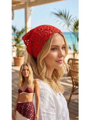 Talin Handmade El Yapımı Koton Pamuk Örgü Bandana – Çok Amaçlı Saç Bandanası, Bel Aksesuarı ve Yazlık Bohem Stil Aksesuar