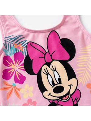 NK Kız Çocuk Minnie Baskılı Pembe Mayo Tek Parça Deniz ve Havuz Mayosu