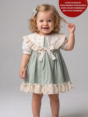 Aysskids Nia Vintage Bohem Fisto Dantelli Bayramlık Özel Gün Kız Bebek Elbise