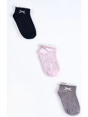 Cocole Socks Kız Bebek Patik Çorabı 3’lü Set – Pamuklu Minik Fiyonk Desenli