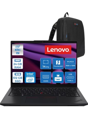 Lenovo Thinkpad L14 Ultra Core 5 125U 24GB 512GB SSD Intel Graphics 14" Wuxga 60Hz IPS770 Windows 11 Pro Kurumsal Bilgisayar L14125UKP05 + Zettaçanta