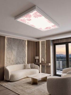 Gökyüzü Panel Pembe Çiçek 60X120, 106W, Sıva Üstü, Güçlü LED Aydınlatma, Tavan Armatürü, LED Panel, Ofis, Mutfak Aydınlatması