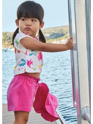 01-04 Yaş Kız Bebek Mayoral Iki T-Shir Şort Üçlü Set - Pembe
