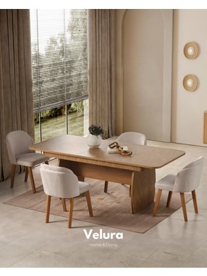 Velura Home & Living Eylül Yemek Masası + 2 Sandalye (Naturel)