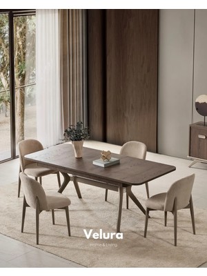Velura Home & Living Nova Yemek Masası + 2 Sandalye (Koyu Ceviz)