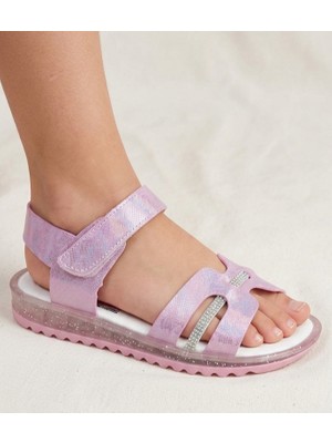 Mocno Ortopedik Kız Çocuk Günlük Sandalet Taşlı Pembe