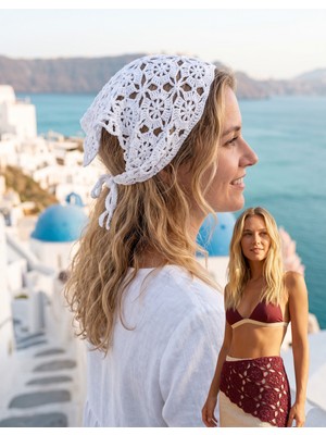 Talin Handmade El Yapımı Koton Pamuk Örgü Bandana – Çok Amaçlı Saç Bandanası, Bel Aksesuarı ve Yazlık Bohem Stil Aksesuar
