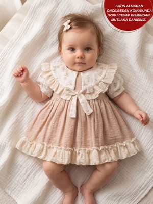 Aysskids Nia Vintage Bohem Fisto Dantelli Bayramlık Özel Gün Kız Bebek Elbise