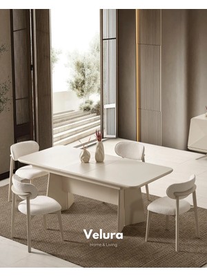 Velura Home & Living Vakko Yemek Masası + 2 Sandalye (Krem)