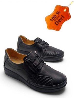 Magic Shoes Kadın Lastik Bağçıklı Tamamen Hakiki Deri Comfort Tam Ortopedik Anne Ayakkabısı
