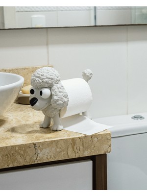 Meta Threed Sevimli Poodle Köpek Şekilli Dekoratif Tuvalet Kağıtlığı Banyo Düzenleyici