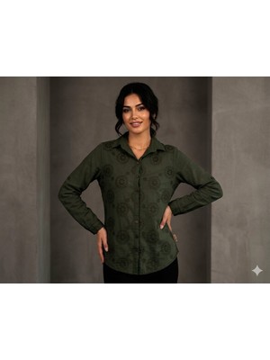 Meltem Collection Italyan Nakışlı Kadın Müslin Gömlek