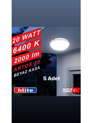 Hlite 20W İP65 Beyaz Kasa Beyaz Işık 5 Adet (Su Geçirmez)