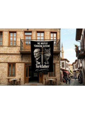 Punto Dizayn Ne Mutlu Türküm Diyene Atatürk Bozkurt Kılıç Poster Bayrak Premium Raşel Kumaş 300X450CM ATA83