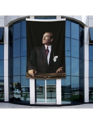 Punto Dizayn Istikbal Göklerdedir Atatürk Portresi Poster Bayrak Raşel Kumal 4x6 Metre ATA10