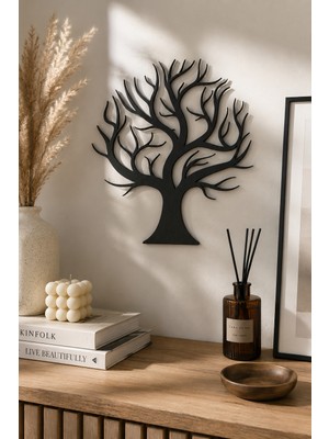 Bel&Co Home Hayat Ağacı Duvar Dekoru 30X27 cm – 3mm Siyah Mdf Lazer Kesim Duvar Süsü – Çift Taraflı Bant Dahil Kolay Monta