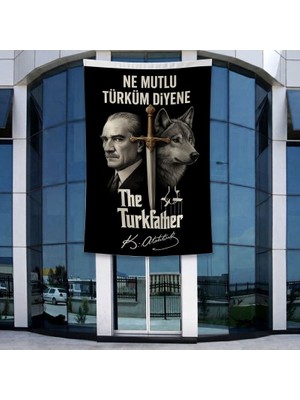 Punto Dizayn Ne Mutlu Türküm Diyene Atatürk Bozkurt Kılıç Poster Bayrak Raşel Kumal 4x6 Metre ATA83