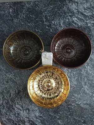 UltraMint Eskitme Kahverengi ve Yeşilimsi Gold Hamam Tası Seti, Ponza Taşı 4'lü