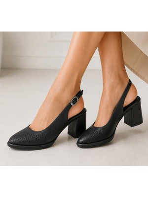 papucumun dünyası Kadın Slingback Kalın Topuklu Ayakkabı