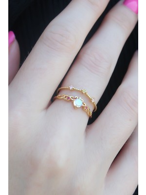 Solmazlar Online Gold Renk Zirkon Taşlı Taç Model Kadın Yüzük