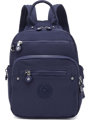 Smart Bags Günlük Küçük Boy Su Geçirmez Krınkıl Kumaş Kadın Sırt Çantası Lacivert