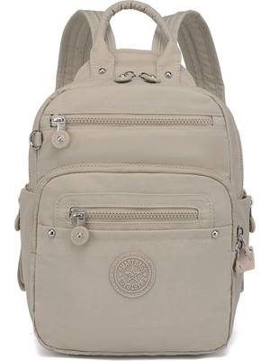 Smart Bags Günlük Küçük Boy Su Geçirmez Krınkıl Kumaş Kadın Sırt Çantası Bej