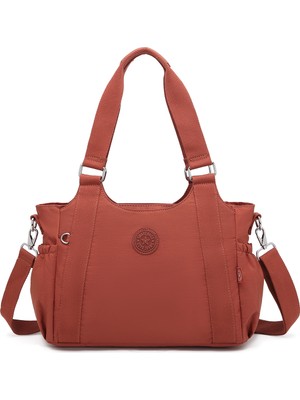 Smart Bags Günlük Orta Boy Su Geçirmez Krınkıl Kumaş Kadın Omuz Çantası Kiremit