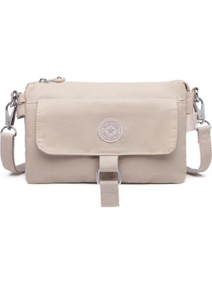 Smart Bags Günlük Minik Boy Su Geçirmez Krınkıl Kumaş Kadın Telefon ve Postacı Çantası Bej