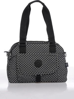Smart Bags Orta Boy Çok Cepli Su Geçirmez Hafif Krınkıl Kumaş Kadın Omuz Çantası Siyah/beyaz