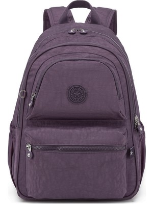 Smart Bags Büyük Boy Laptop Bölmeli Su Geçirmez Krınkıl Kumaş Okul Çantası Mürdüm