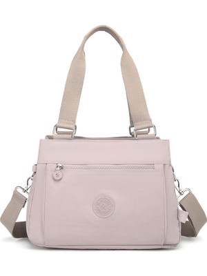 Smart Bags Orta Boy Çok Cepli Su Geçirmez Hafif Krınkıl Kumaş Kadın Omuz Çantası Kum