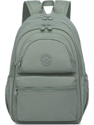 Smart Bags Büyük Boy Laptop Bölmeli Su Geçirmez Krınkıl Kumaş Okul Çantası Yeşil