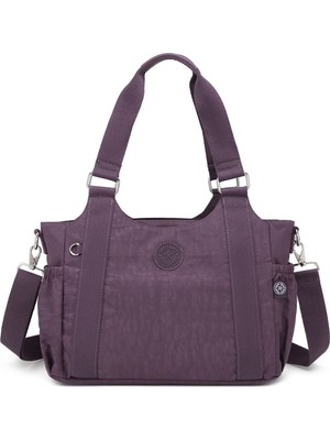 Smart Bags Günlük Orta Boy Su Geçirmez Krınkıl Kumaş Kadın Omuz Çantası Mürdüm