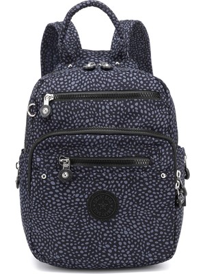 Smart Bags Günlük Küçük Boy Su Geçirmez Krınkıl Kumaş Kadın Sırt Çantası Puantiye Siyah