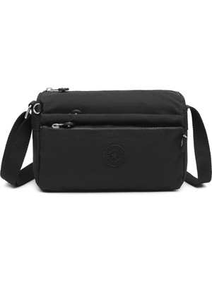 Smart Bags Günlük Küçük Boy Su Geçirmez Hafif Krınkıl Kumaş Kadın Çapraz Çanta Siyah