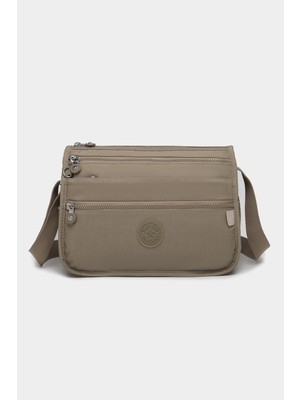 Smart Bags Çok Cepli Günlük Orta Boy Su Geçirmez Krınkıl Kumaş Kadın Omuz Çantası Açık Kahve