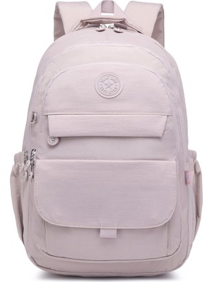 Smart Bags Büyük Boy Laptop Bölmeli Çok Cepli Su Geçirmez Krınkıl Kumaş Lise Okul Çantası Kum