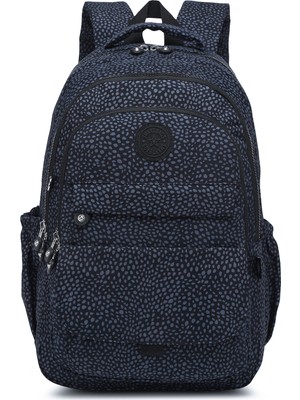 Smart Bags Büyük Boy Laptop Bölmeli Çok Cepli Su Geçirmez Krınkıl Kumaş Lise Okul Çantası Puantiye Siyah