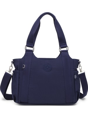 Smart Bags Günlük Orta Boy Su Geçirmez Krınkıl Kumaş Kadın Omuz Çantası Lacivert